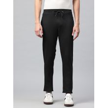 TOM BURG Black Men Mid-Rise Cotton Zipper Pocket Trackpant