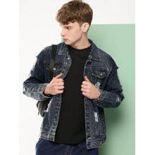 Voxati Grey Ripped Men's Washed Denim Jacket