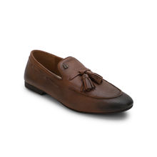 EZOK Dark Tan Leather Semi Formal Loafers