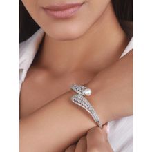Priyaasi Leaf Pearl Ad Silver-Plated Bracelet