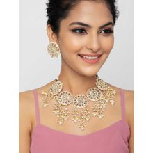 Indya Gold Circular Stud Earring and Necklace (Set of 2)