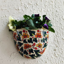 Jasmey Homes Orange And Green Printed Wall Hanging Planter