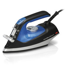 Hamilton Beach 3 In 1 Steam Iron with 5 Fabric Settings Blue Travel Iron with Steamer