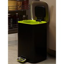 OBSESSIONS Stainless Steel Step Dustbin with Deodorizer Compartment, 12 Litres, Black