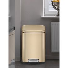 OBSESSIONS Stainless Steel Step Dustbin with Liner, 6 Litres, Champagne Gold
