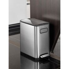 OBSESSIONS Stainless Steel Step Dustbin with Liner, 20 Litres, Metallic