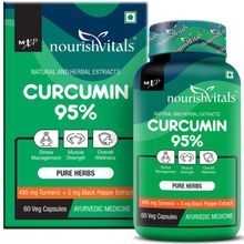 Nourish Vitals Curcumin Capsules - 95% Curcuminoids, 500mg Turmeric With Piperine Extract Supplement