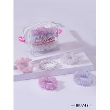 Hair Drama Co. Luxury Scrunchies Set of 5 with Free Pouch - Holographic Gift Set