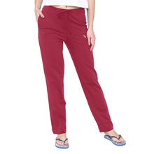 Vami Plain Cotton Rich Casual Lower - Red