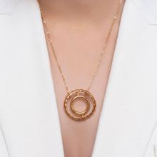 Tann Trim Concentric Circle Pendant 22 kt gold plated pendant with chain
