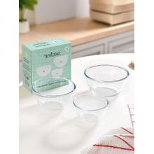 Nestasia 3 Pcs Glass Bowl Microwave Oven Safe (Pack of 3)