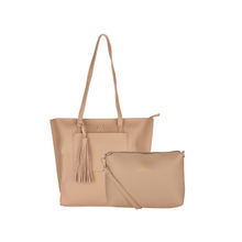 Gio Collection Women's Beige Solid Tote Bag