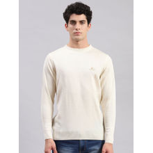 Monte Carlo Cream Solid Round Neck Sweater