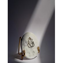 Homearte Ganesha Showpiece White Marble with Metal Stand