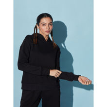 Kica Ease In Black Fleece Hoodie With Kangaroo Pockets For Yoga/dance/lounge