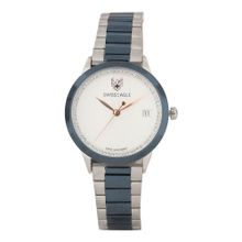 Swiss Eagle Analogue White Colour Women's Watch With Silver/Blue Band