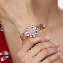 Zaveri Pearls Pink Stone Cubic Zirconia Contemporary Brass Kada Bracelet - ZPFK17997