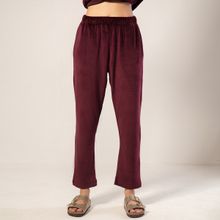 Nykd By Nykaa Velour Pant-Ruby Wine NYS048