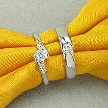 Peora Silver Plated Crystal Couple Ring Set for Men Women Valentine Gift for Couple (PFCCR22)