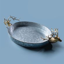 Gibox Stag Elliptical Tray Serving Platter with Stand Bowl Dish For Kitchen Dinner Decor Accent