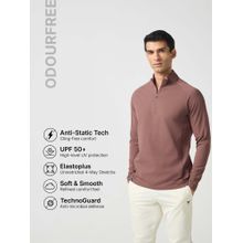 Technosport Mauve Men Solid Slim Fit Mock Neck Sports T-Shirt