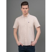 Red Tape Men's Beige Solid Pure Cotton Oxford Shirt