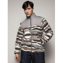 Campus Sutra Mens Sherpa Zip-Front Multi-Color Jacket