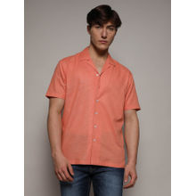 Campus Sutra Mens Heathered Orange Shirt