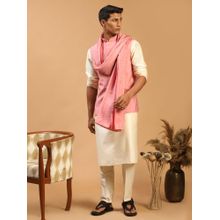Vastramay Mens Pink Sequined Embellished Dupatta