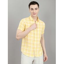 Monte Carlo Men Yellow Regular Fit Checks Collar Shirt