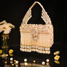 sugarcrush Crystal Luxury With Pearl Tassel Clutch White