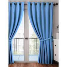 BIANCA Satin Blackout Light Blocking & Soundproof Curtain -1Pc 7.5 Feet Plain-Blue