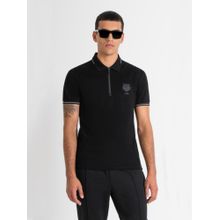 Antony Morato Mens Black Solid Polo Collar Short Sleeves T-Shirt