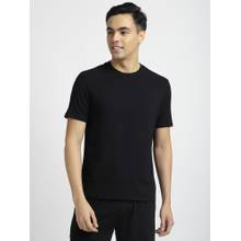 R&B Cotton Blend Regular Fit Crew Neck Solid Men Black T-Shirt