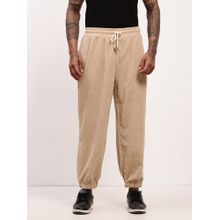 SHOWOFF Men Beige Relaxed Fit Corduroy Joggers
