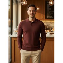 98 Degree North Men Merino Wool Blend Maroon Pullover Sweater