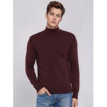98 Degree North Men Merino Wool Blend Turtle Neck Wine Pullover Sweater