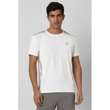 Van Heusen Men White Patterned Crew Neck T-Shirt