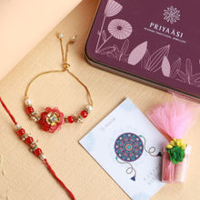 Priyaasi Red Flower Beaded Rakhi (Set of 3)