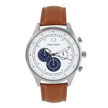 Joker & Witch Rover White Dial Tan Faux Leather Strap Analog Mens Watch