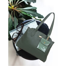 Yelloe Green Multi Compartment Womens Handbag With Mini Bag