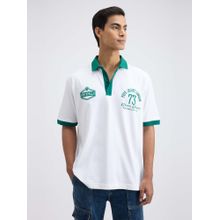 Pepe Jeans White Solid Oversized Fit Polo T-Shirt
