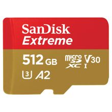 SanDisk Extreme uSD, Memory Card, 160MB/s R, 90MB/s W, U3,V30,A2, 512GB, for 4K on Smartphone, Action Cams, Drones