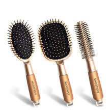 Majestique Golden Series Set Of Detangling, Oval And Round Brushes