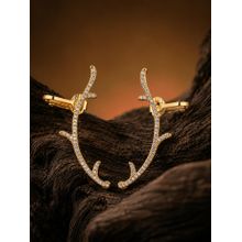 Voylla Korean Bling Golden Vine Cz Ear Cuff Earring
