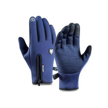 GOKYO OUTDOOR CLOTHING & GEAR Kaza Winter Windproof Gloves with Zipper Navy Blue