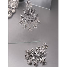 Infuzze Oxidised Silver Toned Brass-Plated Floral Drop Earrings