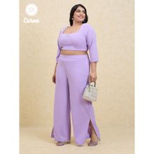 Twenty Dresses by Nykaa Fashion Curve Solid Lilac Crop Top High Waist Pants Co ord Set (Set of 2)