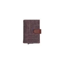 Zouk Golconda Brass Arc Vegan Leather Compact Card Holder - Brown