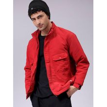 The Indian Garage Co Men Red Solid High Neck Full Sleeves Jacket